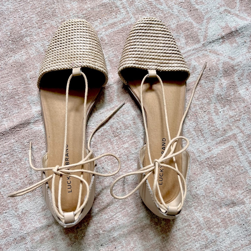 Lucky Brand Nanelia woven ankle tie flats